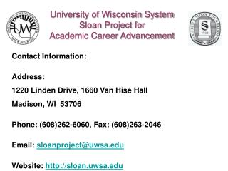 University of Wisconsin System Sloan Project for Academic Career Advancement