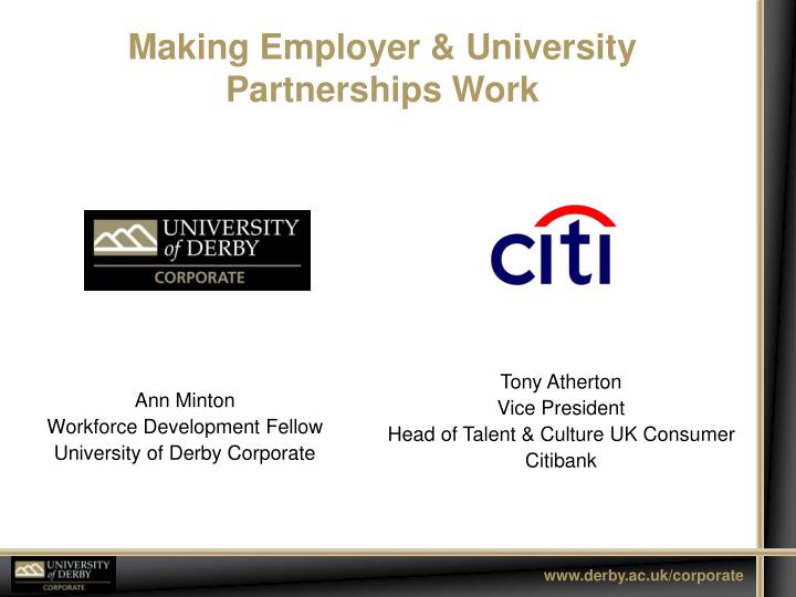 ann minton workforce development fellow university of derby corporate