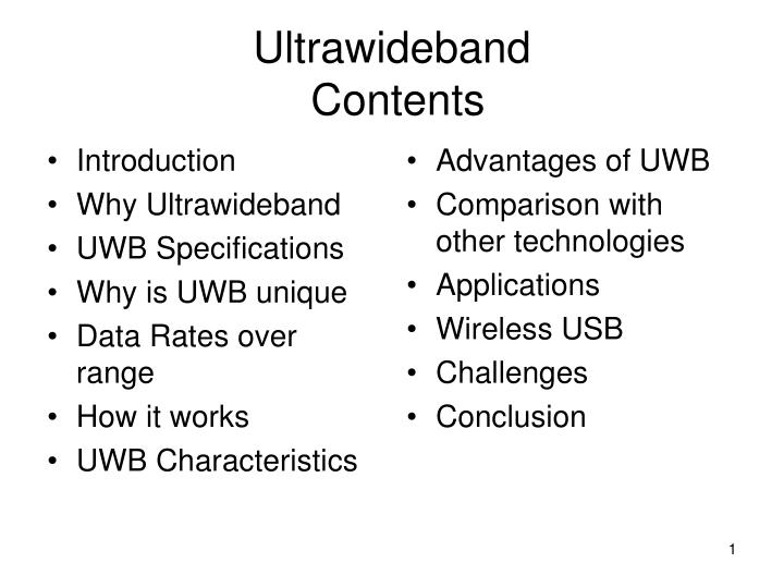 ultrawideband contents