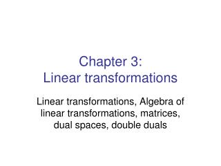 Chapter 3: Linear transformations