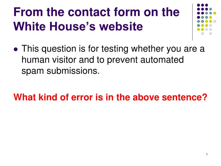 from the contact form on the white house s website