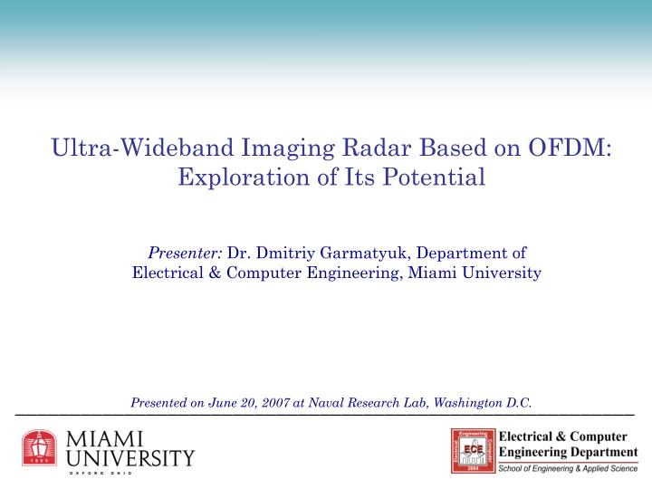ultra wideband imaging radar based on ofdm exploration of its potential