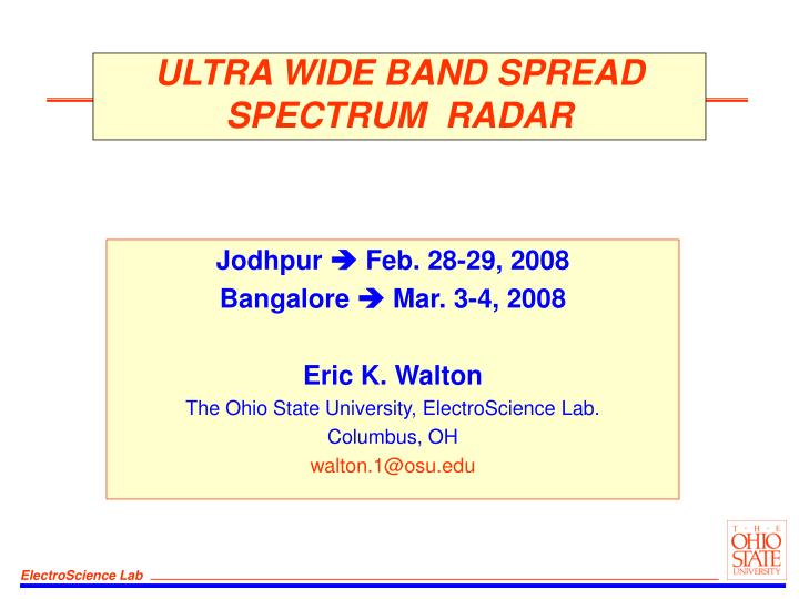 ultra wide band spread spectrum radar