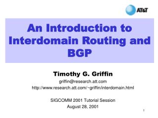 An Introduction to Interdomain Routing and BGP