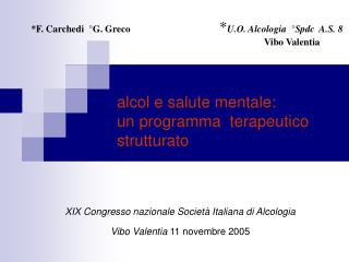alcol e salute mentale un programma terapeutico strutturato