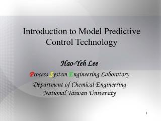Introduction to Model Predictive Control Technology