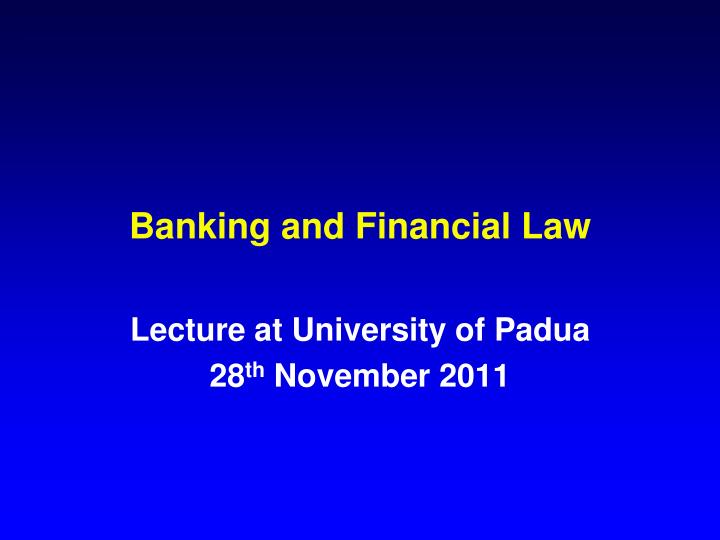 banking and financial law