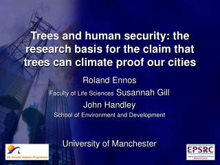 Trees and human security: the research basis for the claim that trees can climate proof our cities
