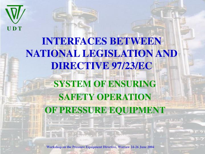 interfaces between national legislation and directive 97 23 ec