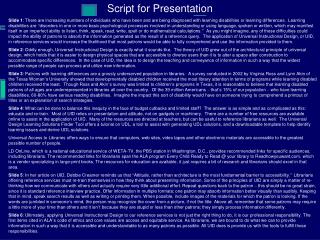 Script for Presentation