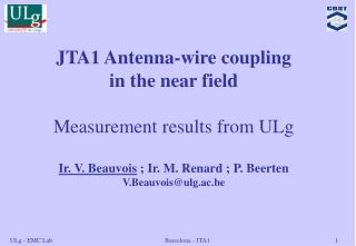 JTA1 Antenna-wire coupling in the near field Measurement results from ULg