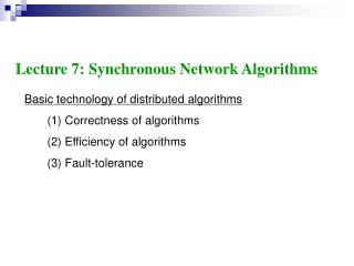 Basic technology of distributed algorithms (1) Correctness of algorithms
