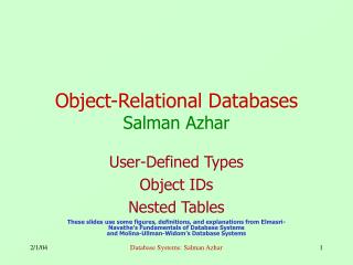 Object-Relational Databases Salman Azhar