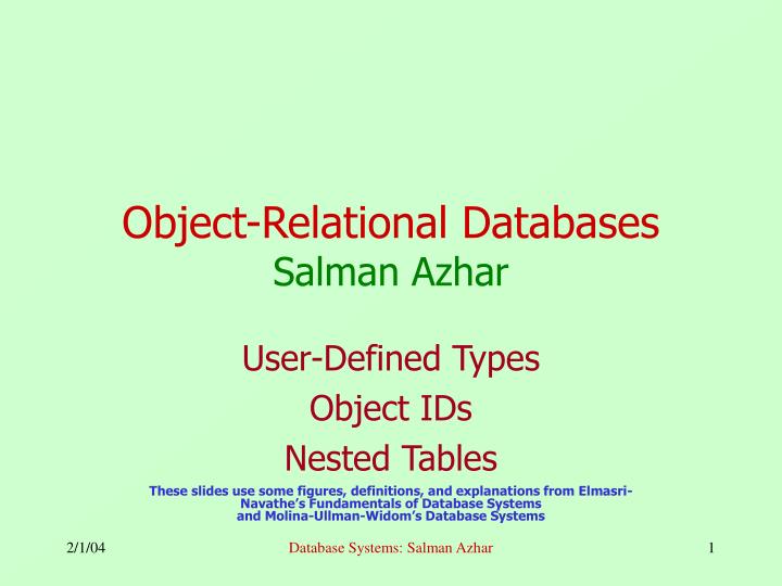object relational databases salman azhar