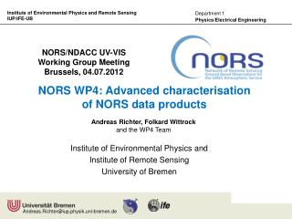 NORS/NDACC UV-VIS Working Group Meeting Brussels, 04.07.2012