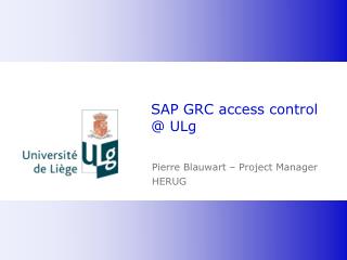SAP GRC access control @ ULg