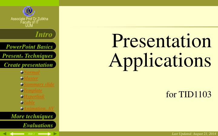 presentation applications for tid1103