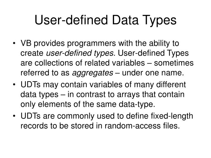 user defined data types