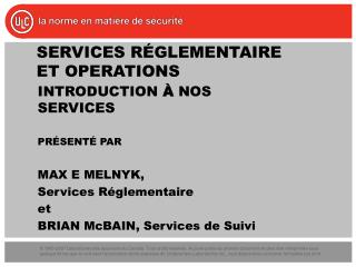 services r glementaire et operations