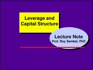 Lecture Note Prof. Roy Sembel, PhD