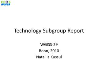 Technology Subgroup Report