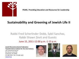 Sustainability and Greening of Jewish Life II