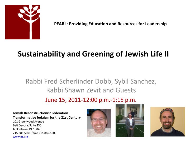 sustainability and greening of jewish life ii