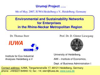 Urumqi Project ….. 8th of May, 2007, IUWA Heidelberg e.V., Heidelberg, Germany