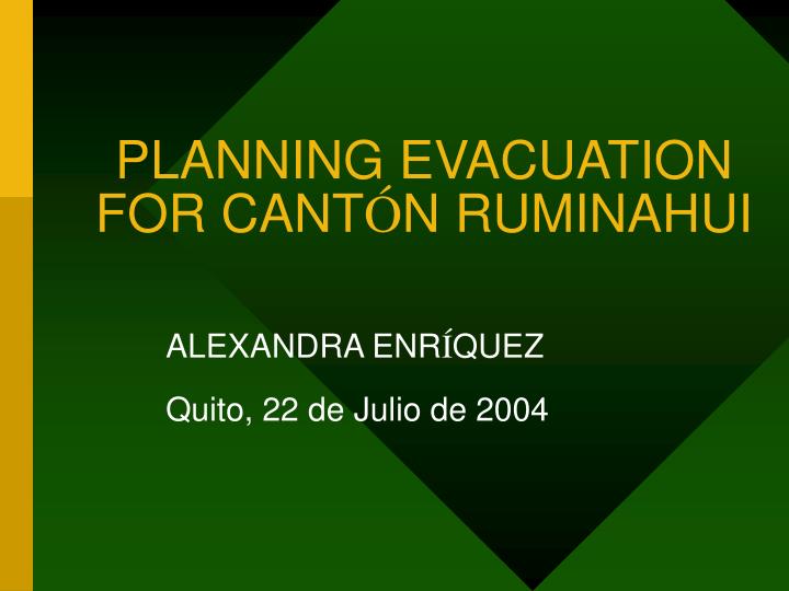 planning evacuation for cant n ruminahui