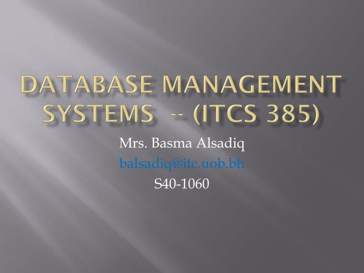 database management systems itcs 385