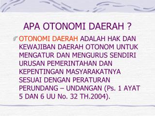 apa otonomi daerah