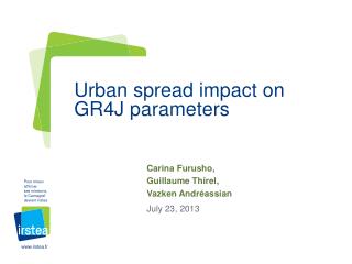 Urban spread impact on GR4J parameters