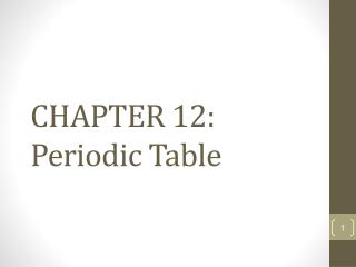 CHAPTER 12: Periodic Table