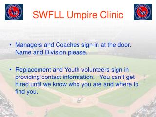 SWFLL Umpire Clinic