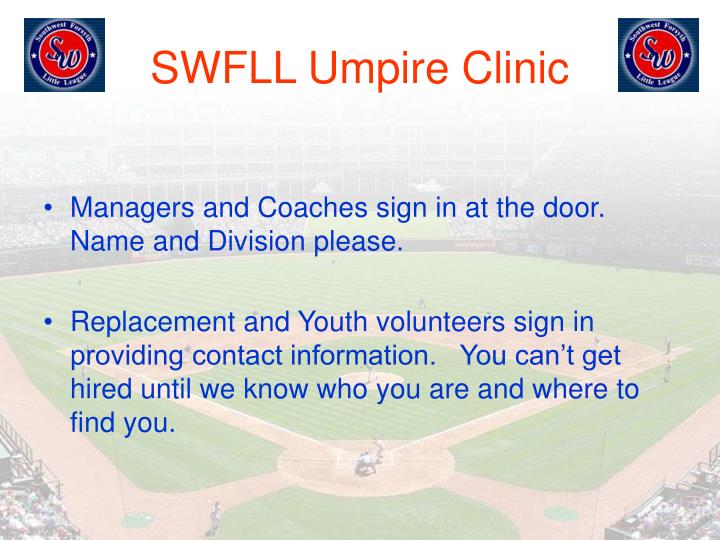 swfll umpire clinic