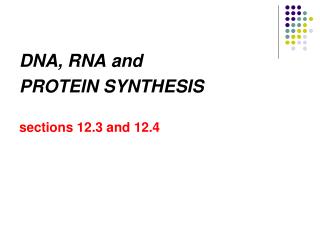 DNA, RNA and PROTEIN SYNTHESIS sections 12.3 and 12.4