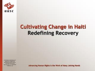 Cultivating Change in Haiti Redefining Recovery