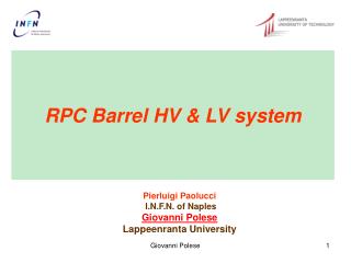 RPC Barrel HV &amp; LV system