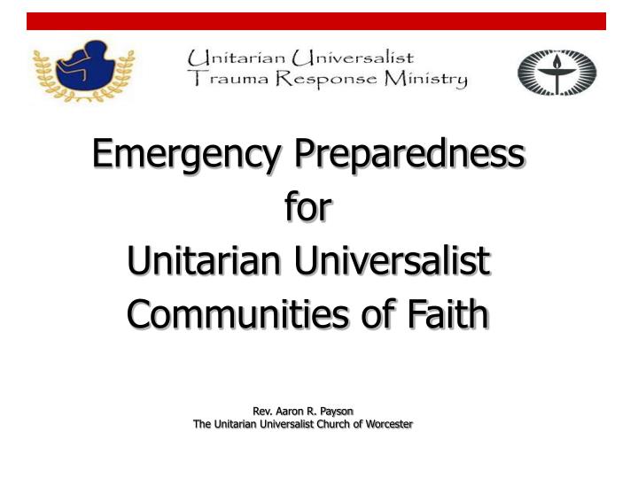 emergency preparedness for unitarian universalist communities of faith
