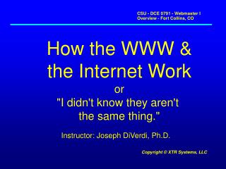 How the WWW &amp; the Internet Work or &quot;I didn't know they aren't the same thing.&quot;