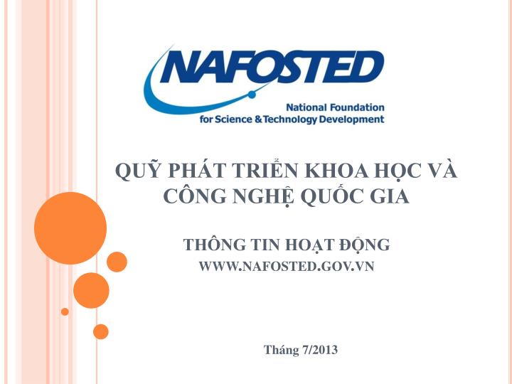 qu ph t tri n khoa h c v c ng ngh qu c gia th ng tin ho t ng www nafosted gov vn