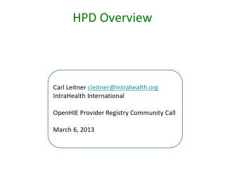 HPD Overview