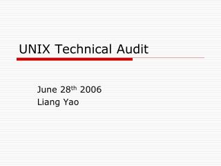 UNIX Technical Audit