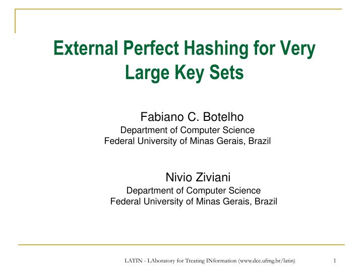 external perfect hashing for very large key sets