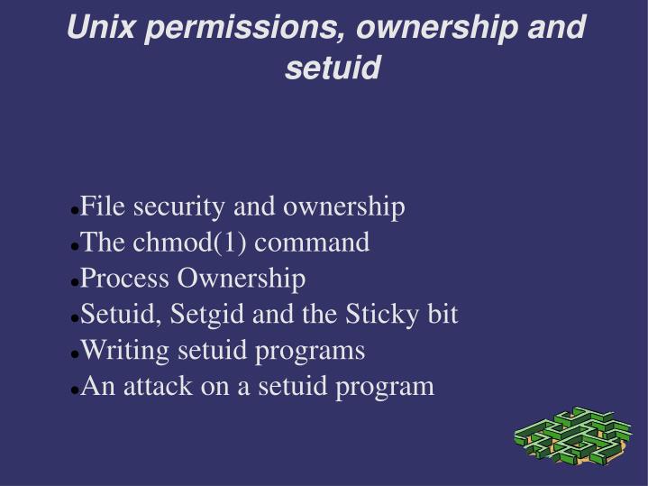 unix permissions ownership and setuid