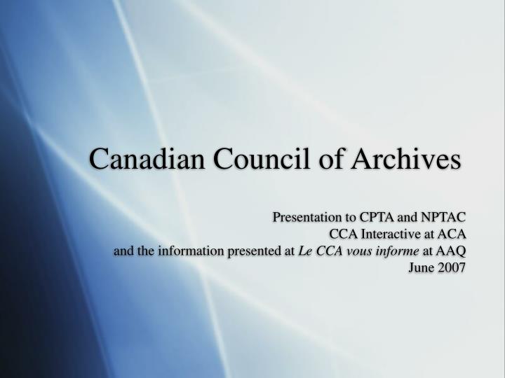canadian council of archives