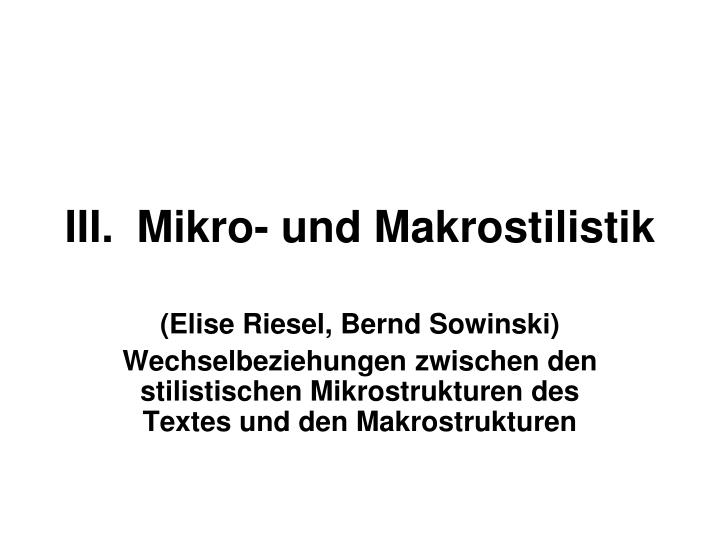 iii mikro und makrostilistik