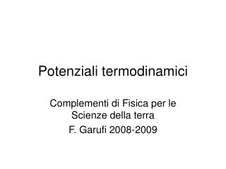 potenziali termodinamici