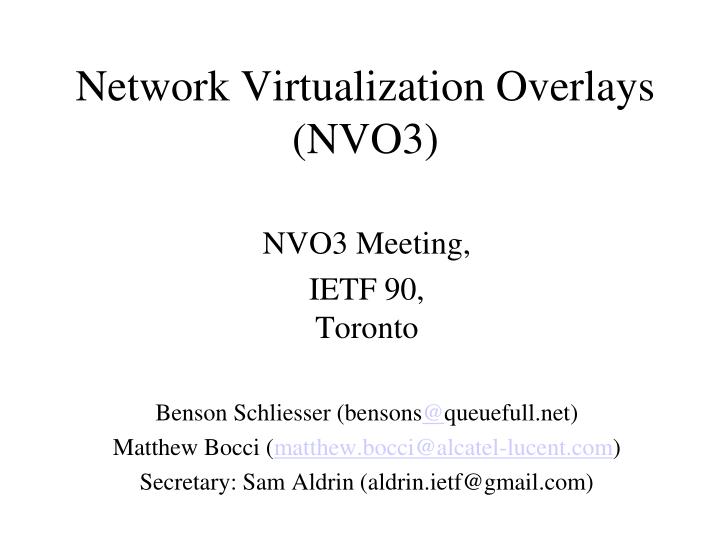 network virtualization overlays nvo3