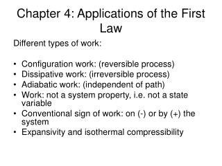 Chapter 4: Applications of the First Law